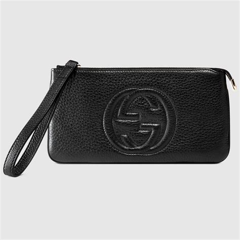 gucci white embossed wrist pouch|Gucci leather handbags.